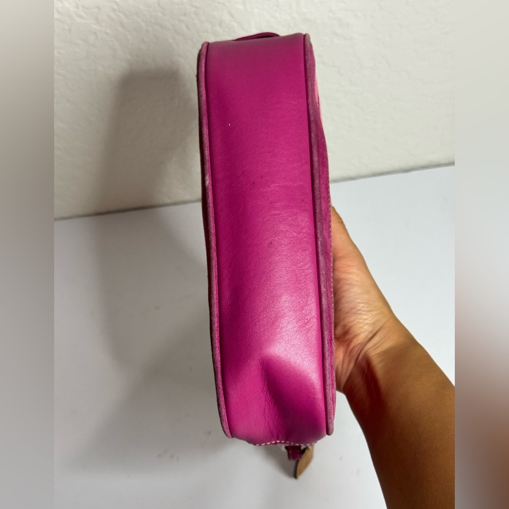 Coach HOT PINK Signature Logo Demi Hamptons Baguette Mini Bag Canvas Leather Y2K - Picture 4 of 12